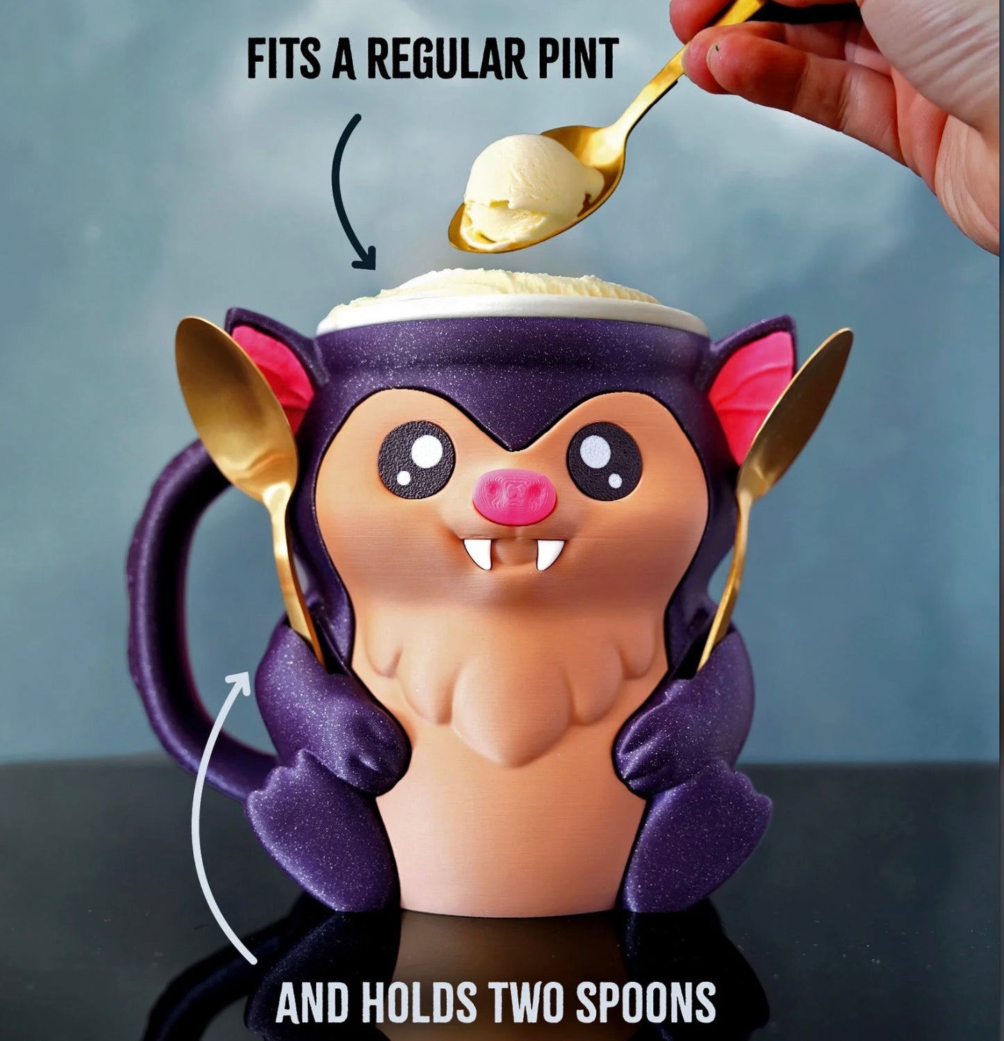 Bramble the Bat - Pint size ice cream holder