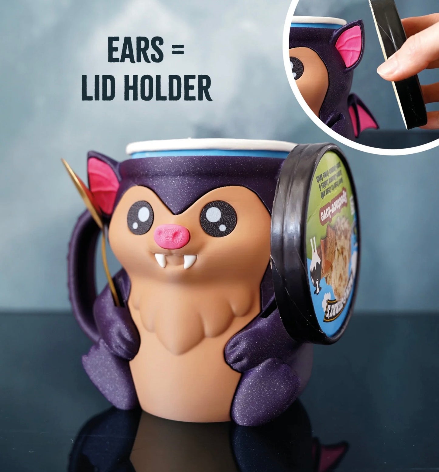 Bramble the Bat - Pint size ice cream holder