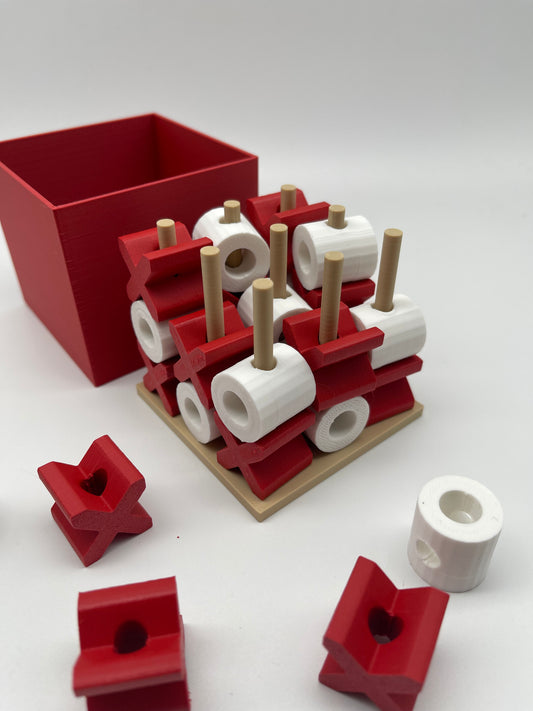 3d Tic-Tac-Toe Game - Brick red and White